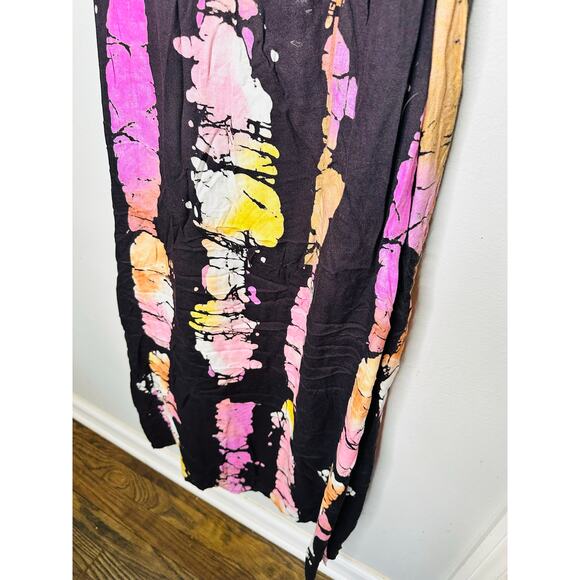 BUSAYO COLLECTIVE Black Pink Tie-Dye V-Neck Slip Style Dress Size Small - Picture 7 of 11